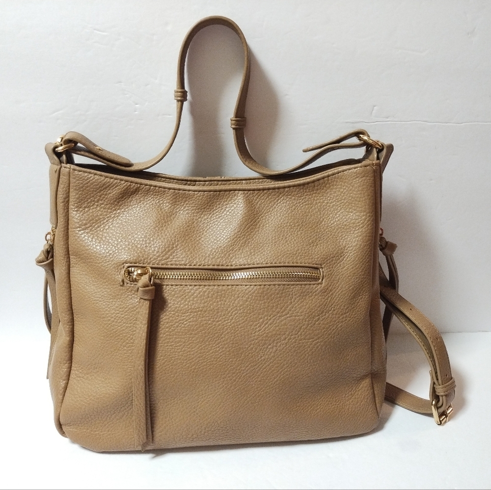 Antik Kraft Women's Tan Vegan Leather Adjustable Strap Crossbody Handbag Purse